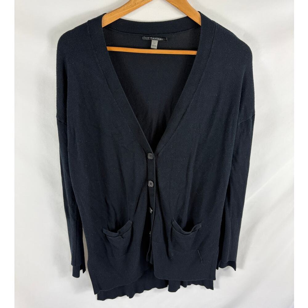 T Tahari Button Up Oversized Cardigan Black Size Small